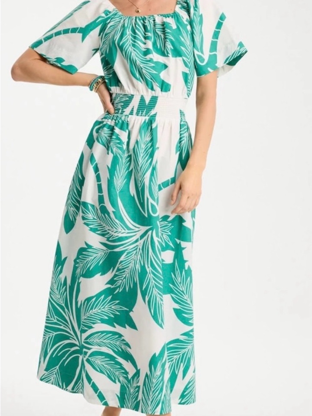 Teal Palm Print Maxi Dress - originally $159, size 1.5 or 12.